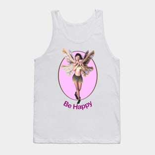 Be Happy elf fairy faerie in butterfly wings clapping Tank Top